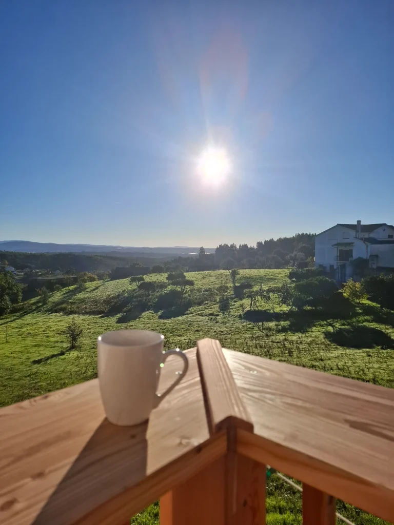 Sunshine with a cup of black coffee